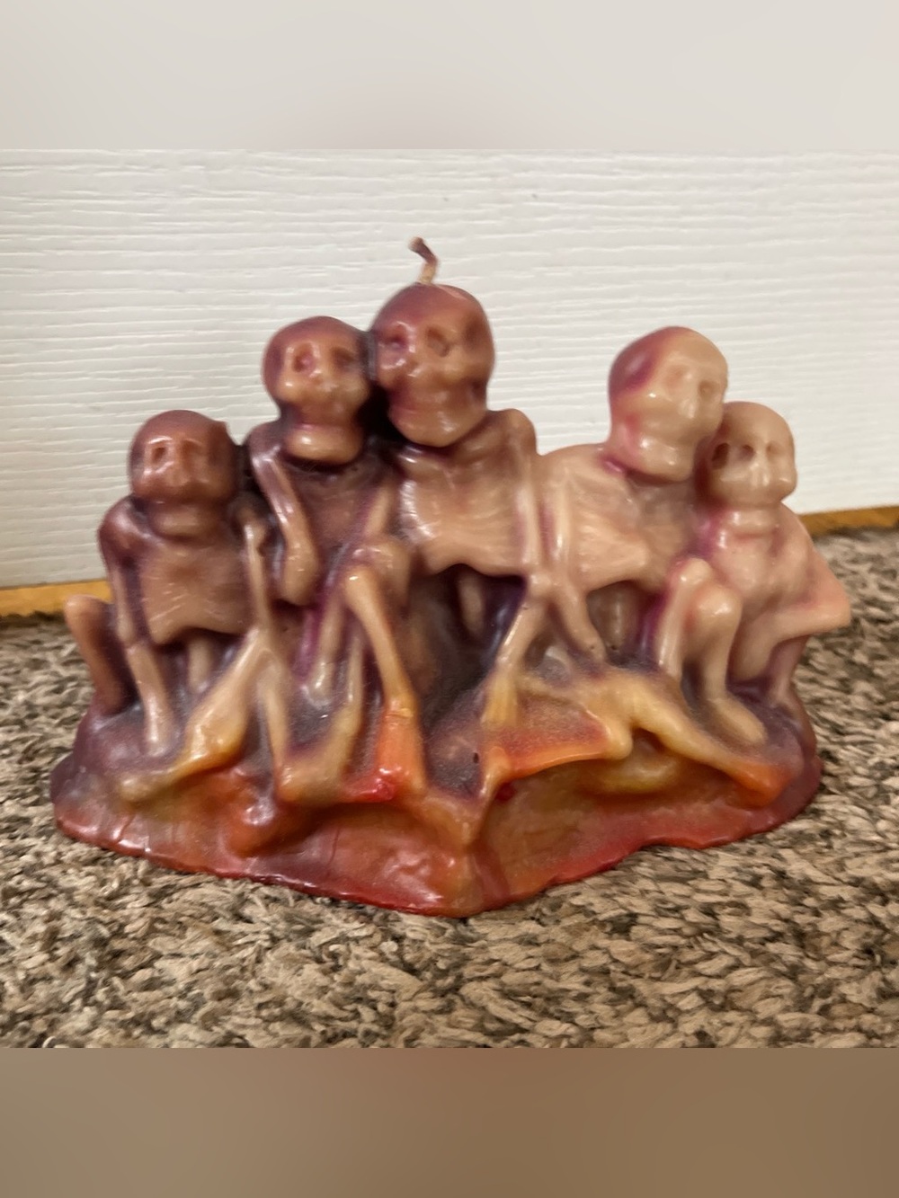 VTG Hand-Poured Multicolor Skeleton Figurine Candle - Home Art